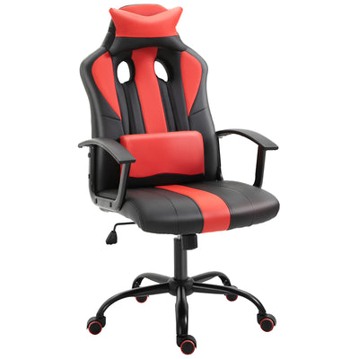 Office Chair High Back Racing Style Gaming Chair Adjustable PU Leather Swivel Computer Task Seat with Lumbar Support and Pillow