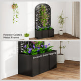 Metal Garden Bed with Trellis for Climbing Plants