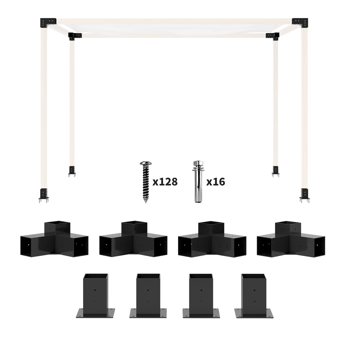 8PCS Pergola Kit, Pergola Brackets with 3-Way & 4-Way Corner Brackets for 4