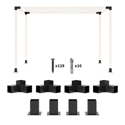 8PCS Pergola Kit, Pergola Brackets with 3-Way & 4-Way Corner Brackets for 4