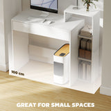 Desk with Storage, Computer Desk with 3 Open Shelves and Drawer