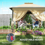 11' x 11' Pop Up Gazebo, Double Roof Foldable Height Adjustable Canopy Tent with Mesh Sidewalls
