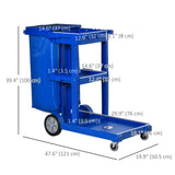 Commercial Janitorial Cart with 3 Tier Shelves