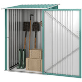 3.3' x 3.4' Lean-to Garden Storage Shed, Outdoor Galvanized Steel Tool House with Lockable Door for Patio
