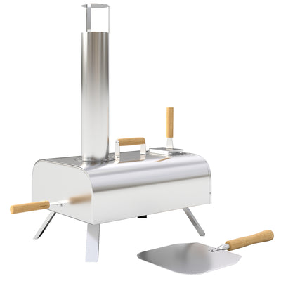 Outdoor Pizza Oven, Portable Wood Pellet Pizza Oven with Pizza Stone and Peel, Foldable Legs