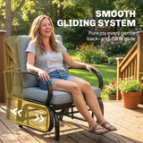 Patio Glider, Outdoor Glider Chair with Cushions, Steel Frame