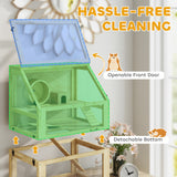Wooden Hamster Cage, 3 Tier Gerbil Cage with Deep Bottom, Exercise Wheel, 24