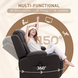 Fauteuil inclinable massant pivotant, canapé inclinable manuel surdimensionné, fauteuil à bascule en cuir PU avec poches latérales