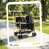 Double Pet Stroller, Foldable Dog Stroller with 2-Seater Carrier, Storage Basket