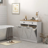 Tilt Out Laundry Cabinet, Bathroom Storage Cabinet with 2 Removable Baskets and 2 Drawers