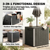 30 Gallon Storage Box, Outdoor Side Table with Umbrella Holder