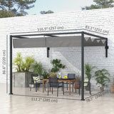 10' x 7' Lean To Pergola, Metal Pergola with Retractable Roof for Grill