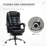 Ergonomic Office Chair with Back Support, PU leather Executive Office Chair with High Back, Retractable Footrest