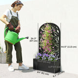 Metal Garden Bed with Trellis for Climbing Plants