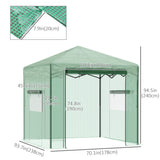 Portable Pop Up Greenhouse, Outdoor Walk-in Hot House with Roll-up Door & 2 Windows, 8' x 6'