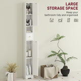 Tall Bathroom Cabinet, Modern Slim Bathroom Storage with Arched Doors, Drawer and Open Shelf