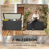 Large Deck Box, Outdoor Storage Container with Lock for Pool Toys