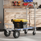 4-Wheel/2-Wheel Cargo Cart, 2-in-1 Folding Hand Truck with Aluminum Alloy Frame and Steel Handle