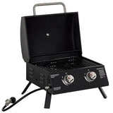 2 Burner Propane Gas Grill, Outdoor Portable Tabletop BBQ with Foldable Legs, 10000 Each Burner