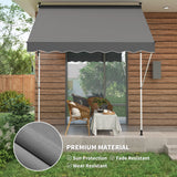 10x5ft Manual Retractable Awning, Patio Sun Shade Canopy Shelter with 5.6-9.2ft Support Pole