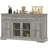 Buffet avec rangement, cabinet bar à café moderne avec portes vitrées et tablettes ajustables