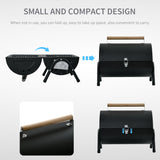 Outdoor Charcoal BBQ Grill, Tabletop Folding Barbecue Grill with Handle, 17.3
