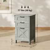 Vertical Filing Cabinet with 3 Drawers, Rustic Farmhouse Office Storage Cabinet for A4, Letter Size