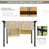 12' x 10' Outdoor Patio Gazebo Pergola with Retractable Canopy Roof, Steel Frame with Stakes