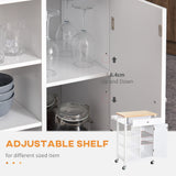 Modern Rolling Kitchen Island Cart with Drawer, Natural Wood Top, Towel Rack, Door Storage Cabinet