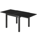 Aluminum Expandable Outdoor Dining Table with Tempered Glass Tabletop and Aluminum Frame