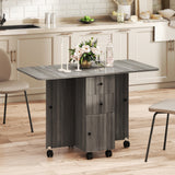Table à manger pliante, table de cuisine roulante avec tiroirs de rangement et armoire, table à abattants sur roulettes