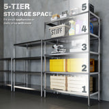 Bakers Rack, 5-Tier Stainless Steel Kitchen Storage Shelf with Adjustable Heights for Spices