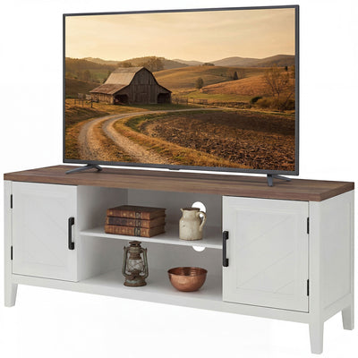 TV Stand for TVs up to 55 Inch, Entertainment Center with 2 Open Shelves, 2 Cabinets