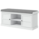 Shoe Storage Bench with Cushioned Seat, Entryway Bench Seat with 2 Cabinets and Adjustable Shelf for Hallway