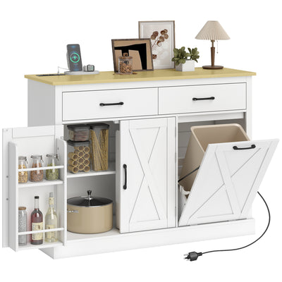 7 Gallon Tilt Out Garbage Cabinet, 2 Drawers, 4 Door Racks