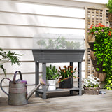 41L Self Watering Raised Garden Bed w/ Ventilation Transparent Lid Greenhouse, Planter Box w/ Storage Shelf