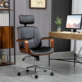 Office Chair, PU Leather Desk Chair with Removable Headrest, Adjustable Height, Tilt Function and with Wheels