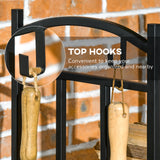 3-Tier Firewood Rack Heavy Duty Wood Storage Log Stacking Shelf with Hanging Hooks