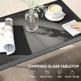 4 Piece Patio Furniture Set, Outdoor Conversation Set with Deep Seat, Glass-Top Table