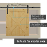 6FT Antique Sliding Barn Wood Door Hardware Kit Cabinet Closet Hanger Set for Single Door Coffee