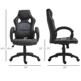Chaise de bureau de jeu de course, Fauteuil de gamer d'ordinateur avec roulettes pivotantes, Appuie-tête rembourré, Fonction d'inclinaison