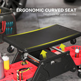 Rolling Garage Stool with Wheels, 300 LBS Capacity Padded Mechanic Stool with Tool Trays Storage