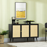 Kitchen Sideboard Cabinet, Boho Storage Cabinet with Shelves, Wood Legs
