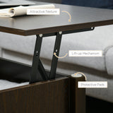 Table basse relevable, table basse moderne avec étagères de rangement et compartiment caché pour salon, 104 cm L