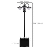 3-head LED Solar Light Lamp Street Light Post with Planter