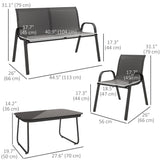 4 Pieces Outdoor Furniture Set with 2 Stackable Chairs, Patio Conversation Set with Glass Coffee Table