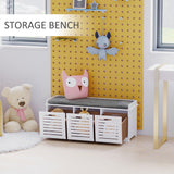Banc de rangement pour chaussures rembourré avec coussin, avec 3 tiroirs, grand espace de rangement, tabouret de banc pour salon, meuble d'entrée