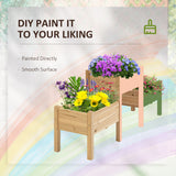 Freestanding Wooden Plant Stand, 3 Tier Raised Garden Bed for Vegetables