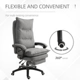 Office Chair 360° Swivel Adjustable Height Linen Style Fabric Recliner with Retractable Footrest and Double Padding