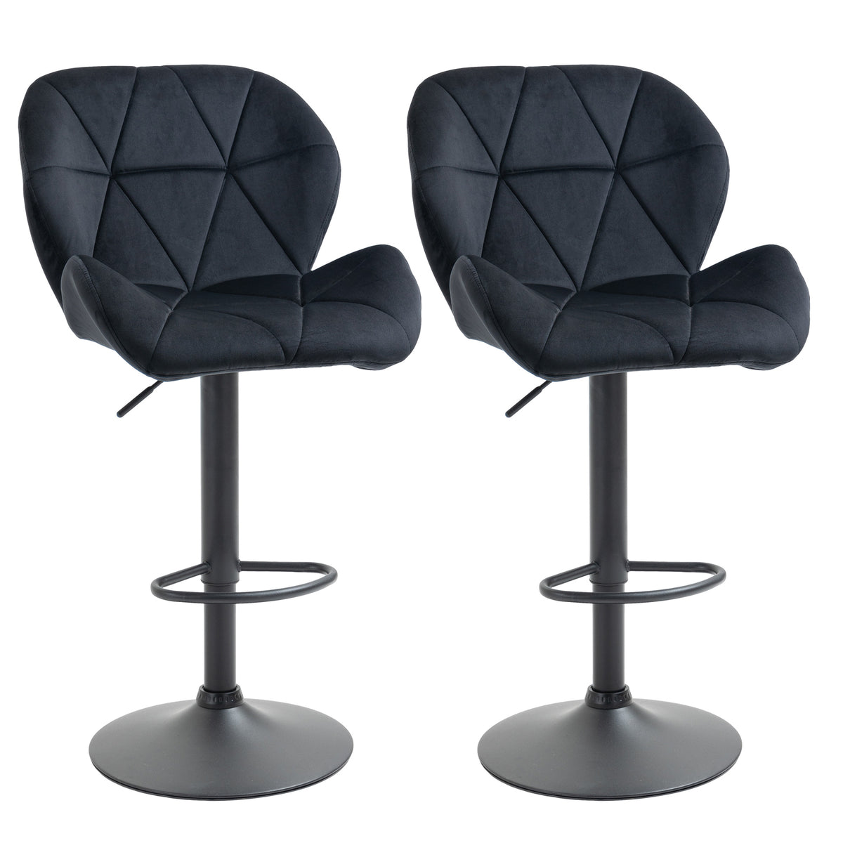 Bar Stool Set of 2 Fabric Adjustable Height Armless Upholstered Counter Chairs with Swivel Seat